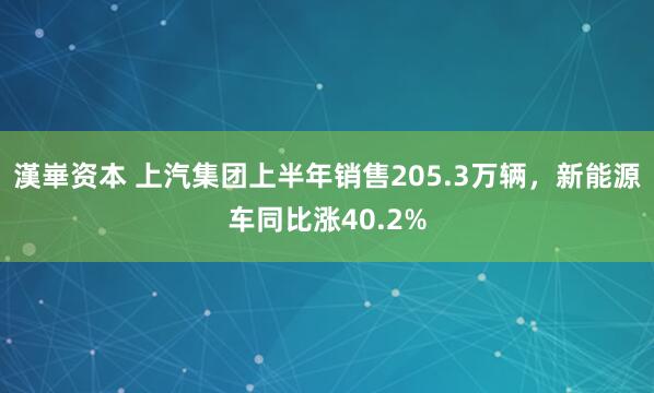 漢崋资本 上汽集团上半年销售205.3万辆，新能源车同比涨40.2%